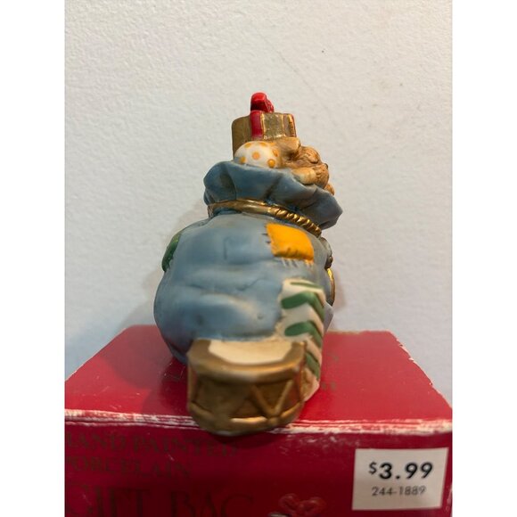 VTG Hand-Painted Porcelain Gift Bag Figurine With Christmas Toys & Decorations - Picture 5 of 5